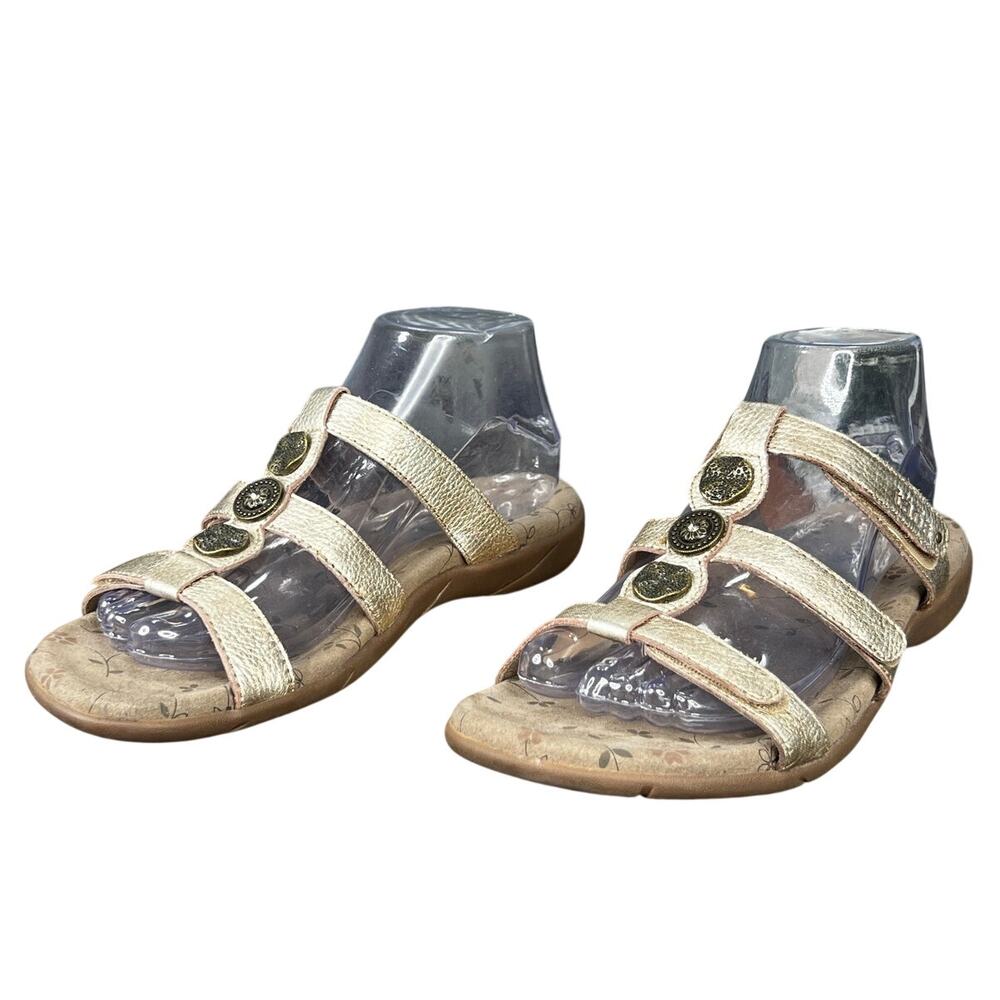 Taos Women’s Prize 4 Gold Leather Slip On Slide Sandal Size US 8 - Picture 6 of 10
